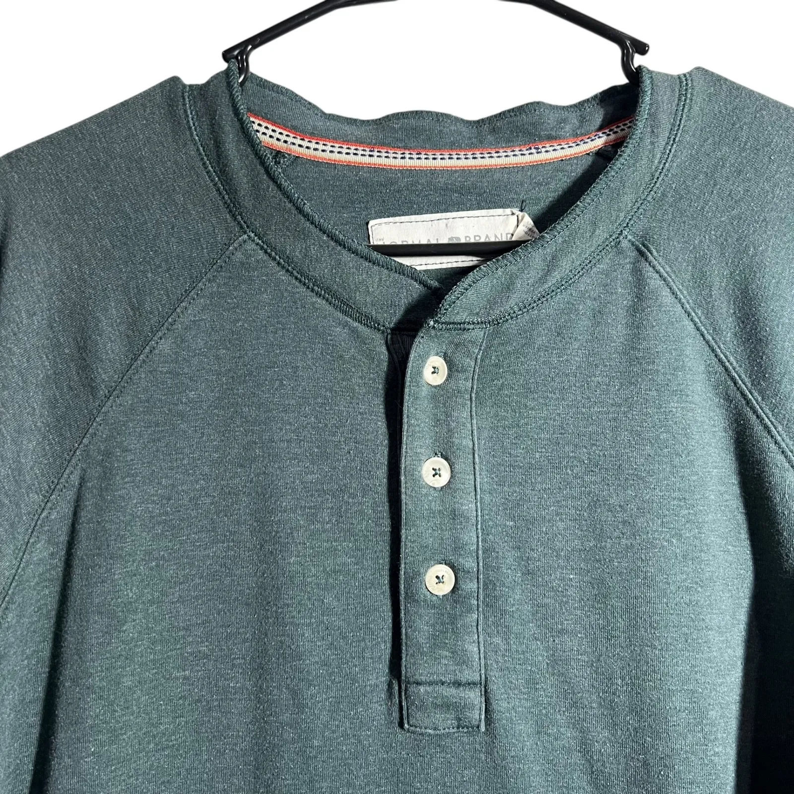 The Normal Brand Long Sleeve Henley Shirt Dark Teal Size XL Green - Image 2