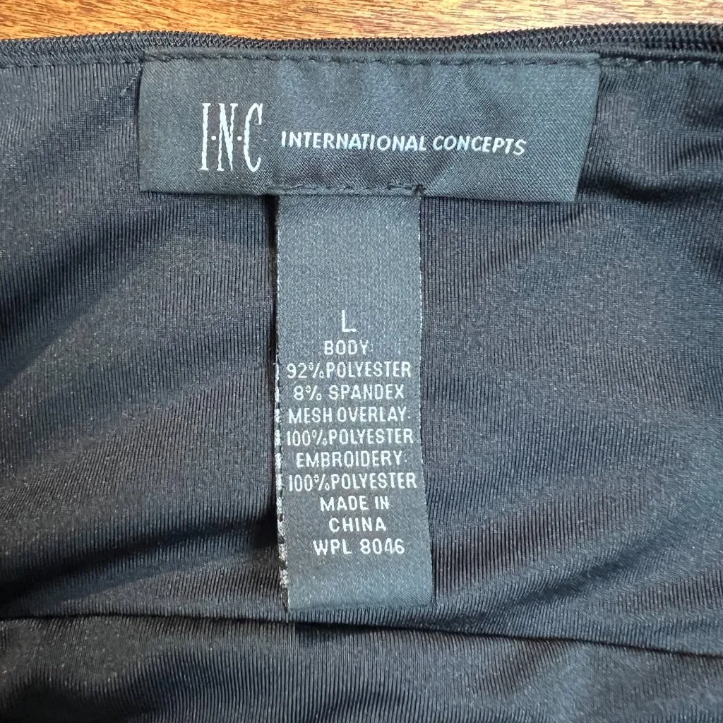 Inc International Concepts Dress L Black Mesh Embroidered V - Image 10