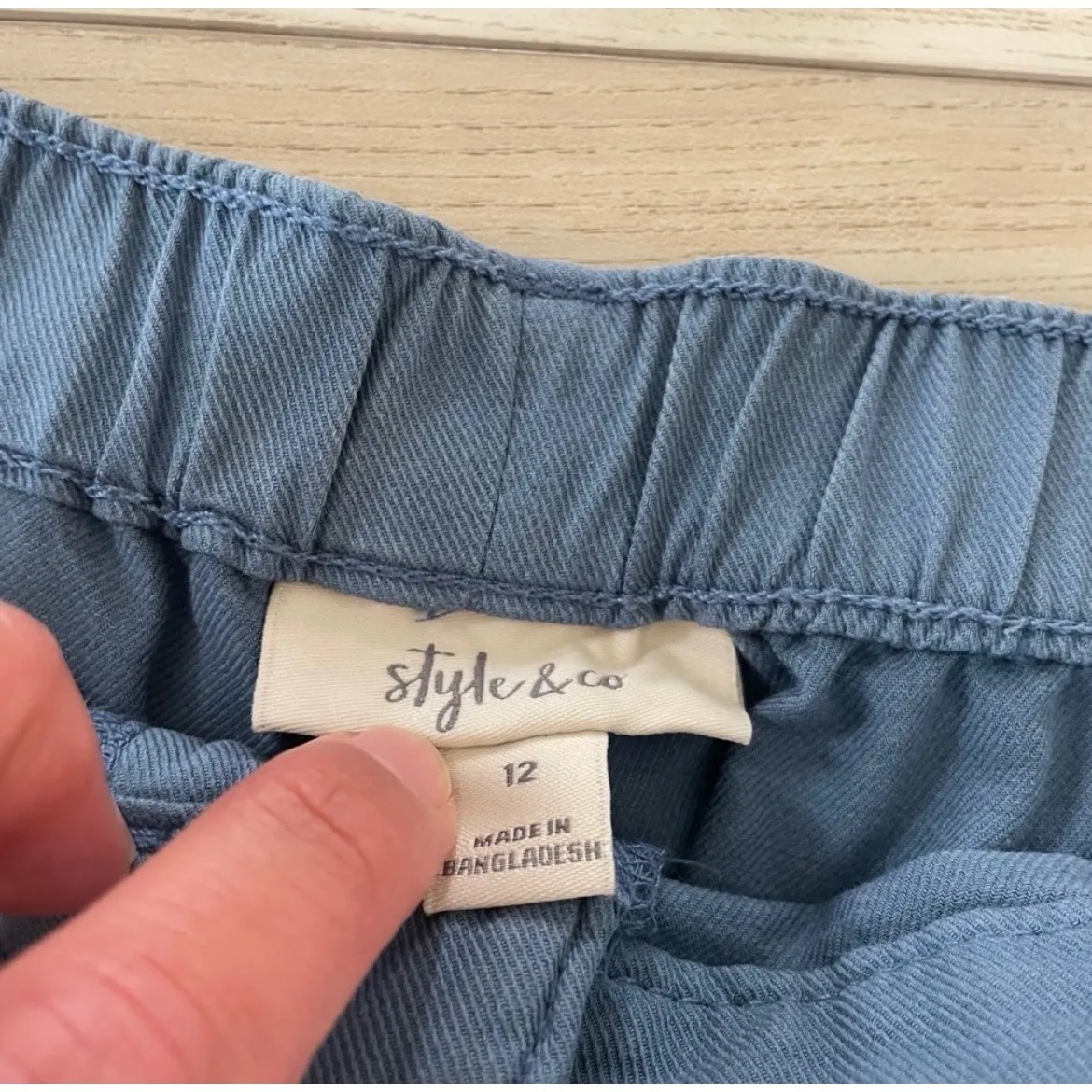 Style Co Elastic Waist Jogger Pants Blue Women's Size 12 Cargo Pockets - Image 4