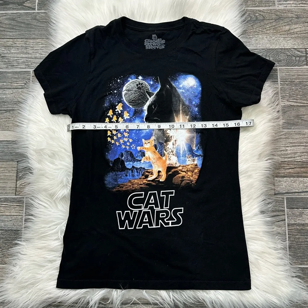 Goodie Two Sleeves Humor Cat Wars Graphic Short Sleeve Tee - Image 5