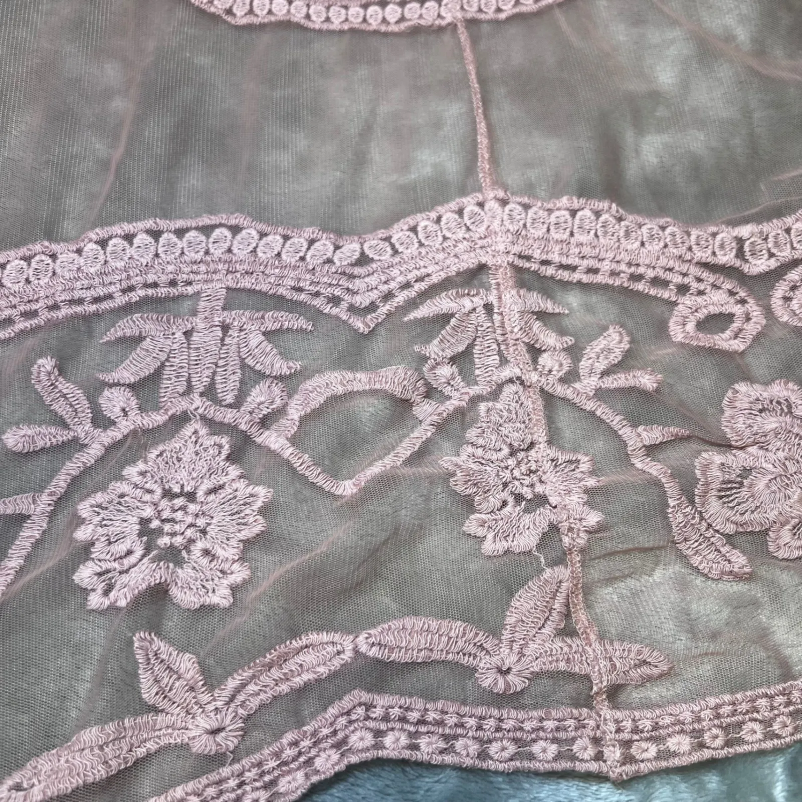 Keren Hart Floral Lace Kimono Duster Cardigan Robe Womens 2X Pink Sheer Boho - Image 7