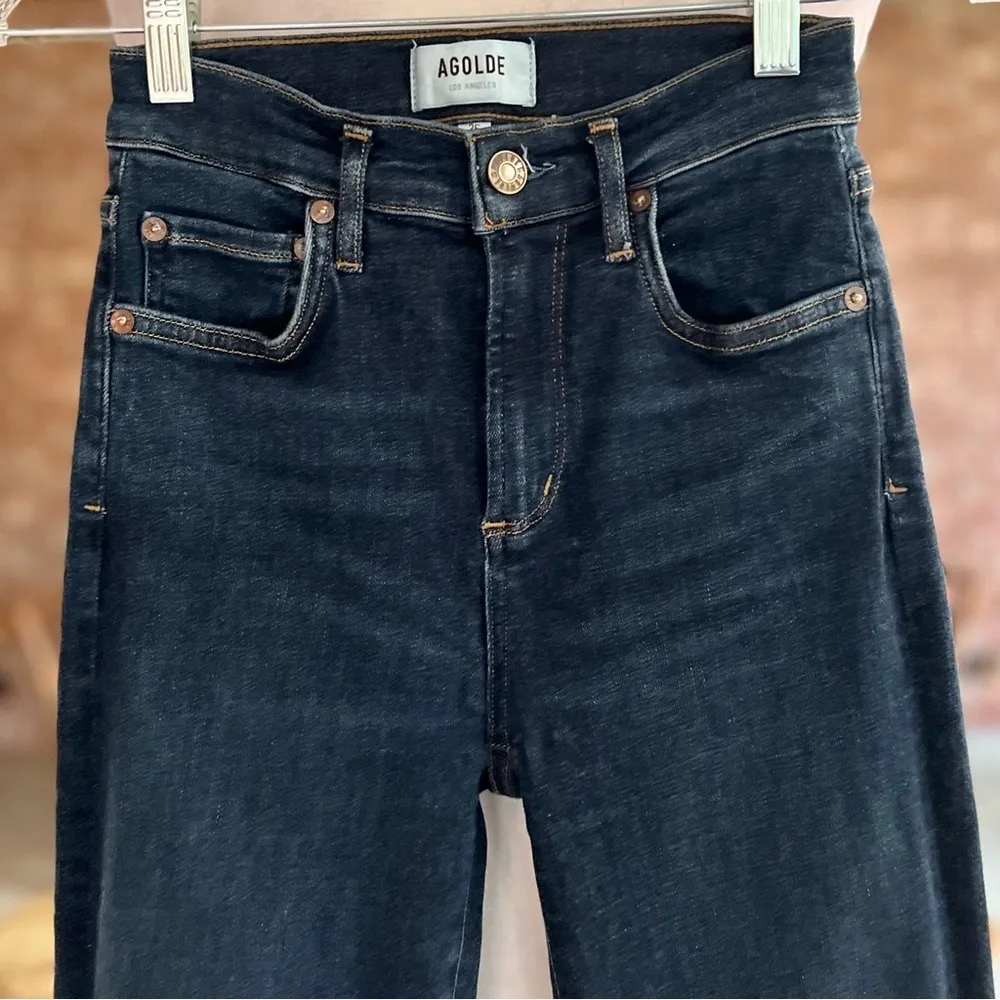 Agolde Sophie Jeans Skinny Midrise 25 Dark Wash Stretch Whiskered - Image 5