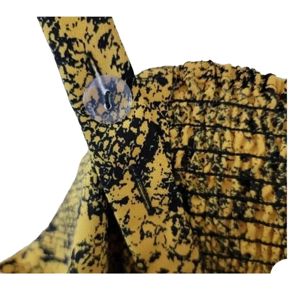 NWT Sanctuary Georgina SNAKESKIN Print Edgy Sexy Dress Medium Dark Yellow Black - Image 7