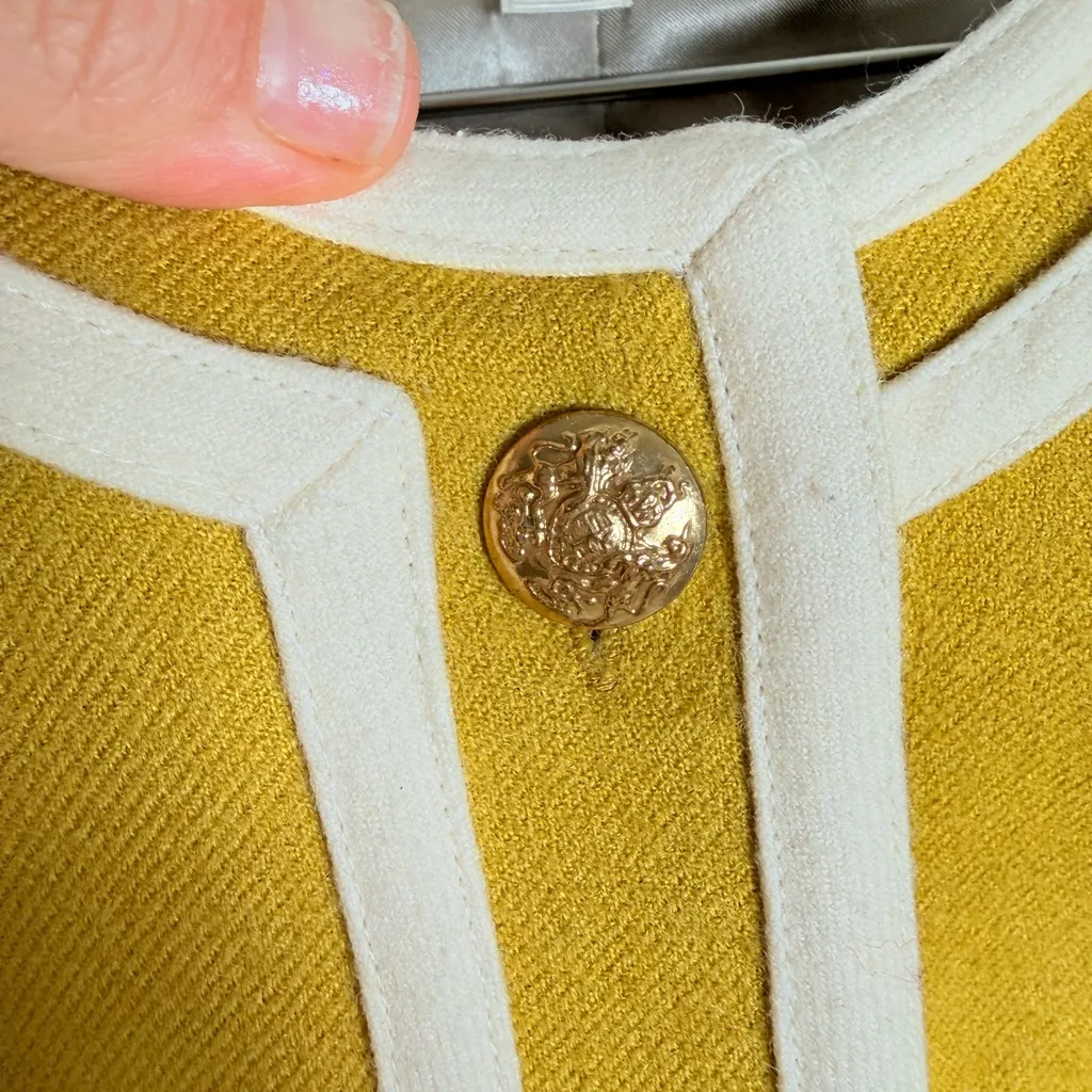 J.Crew Mustard Yellow Wool Trimmed Button Jacket - Image 6