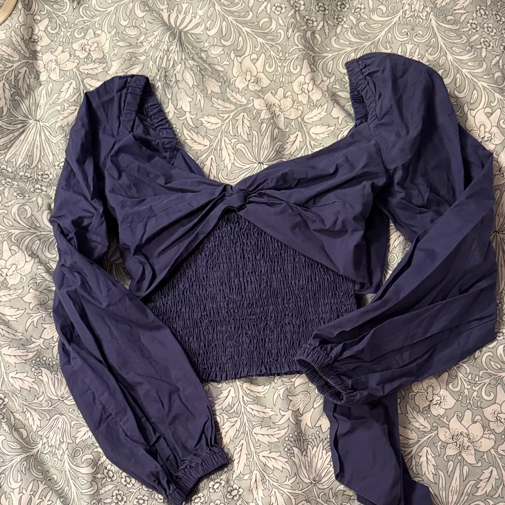 Anthropologie Sundays in Brooklyn Blue Tie Back Top - Image 3