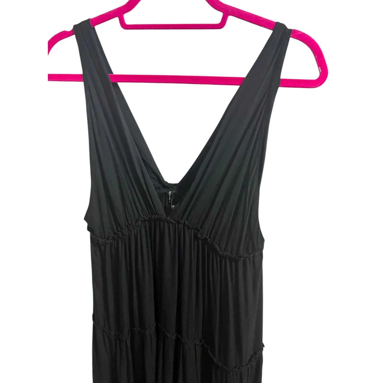 Raviya Dress Small Black Tiered Layered Maxi Swim Cover Up Boho Resort Style - Image 5