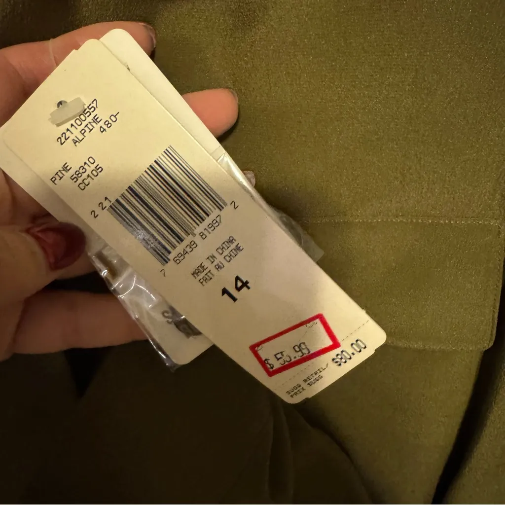 Jones New York Size 14 Alpine Green 100% silk Long Sleeve Blouse NWT - Image 3