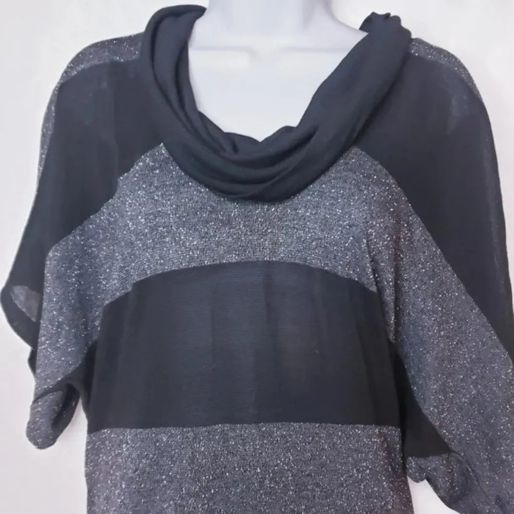 SPLENDID Size Large Sparkling Stripe Cowl Neck Top LTOP160 - Image 4