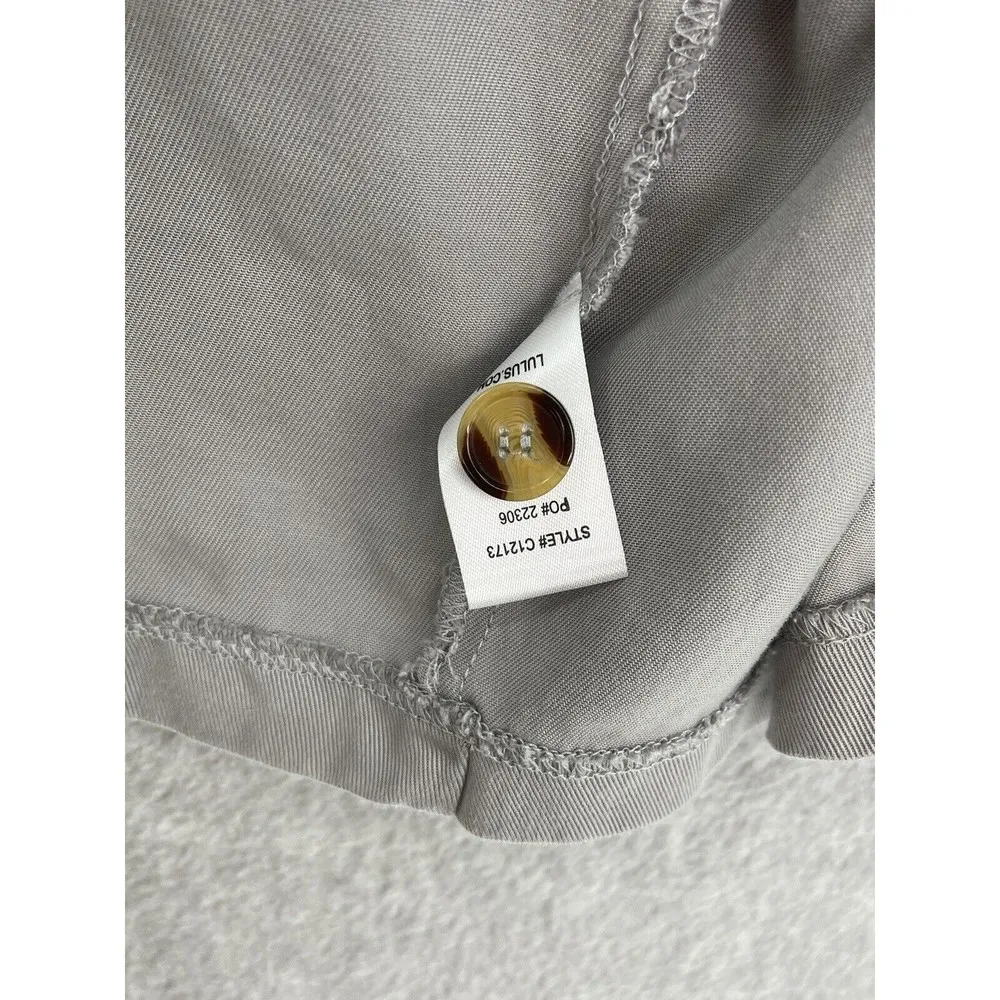 Lulus  Women's Shacket Open Front Solid Gray Size XS Roll Tab Thin Short Sleeve - Image 5