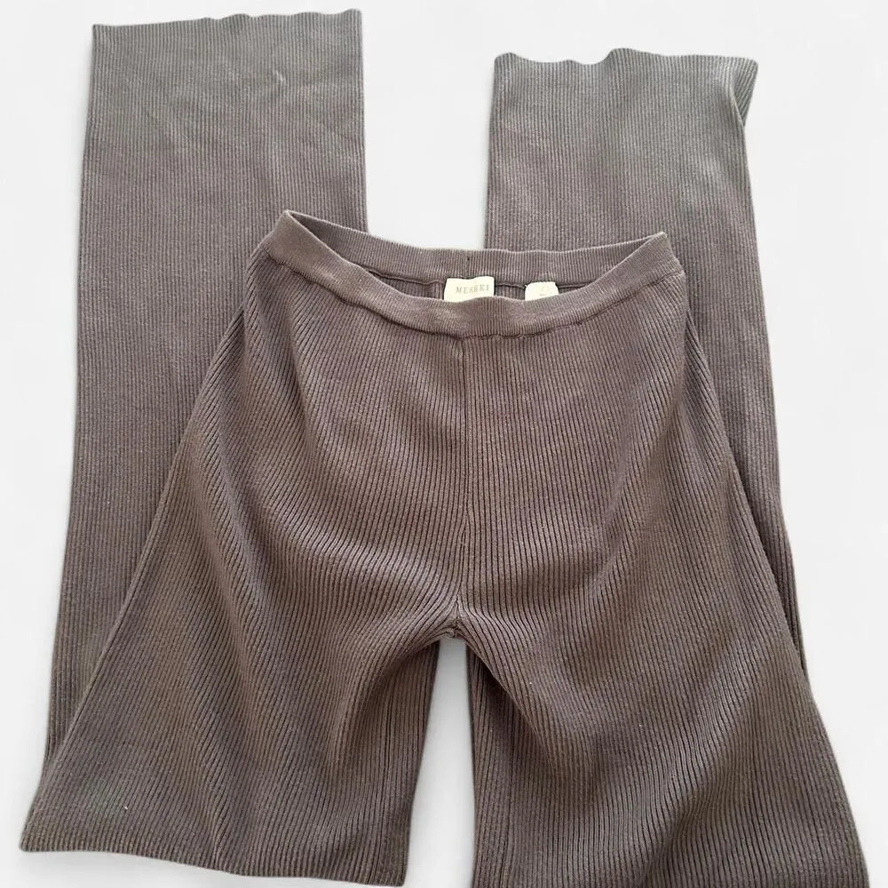 Meshki Black Rue Ribbed Flared Knit Pants | Y2K Minimalist Streetwear | Small - Image 6