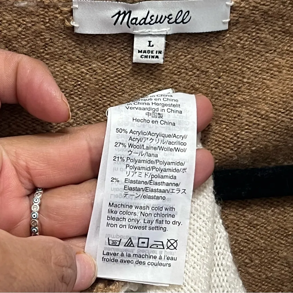 Madewell Short Kent Ex-Boyfriend Cardigan Sweater in Colorblock Large casual - Image 9