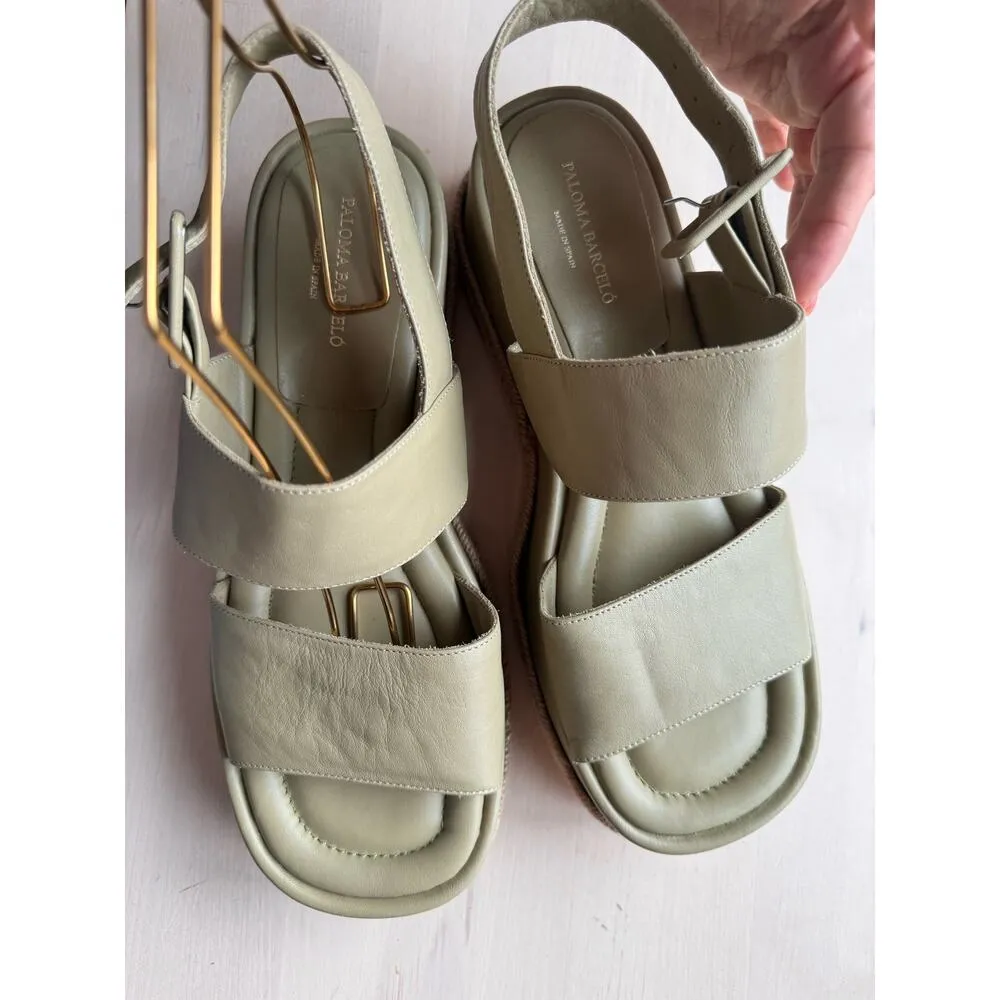 Paloma Barceló Adeline Sandal in Salvia/ olive green size 40/ US 9.5 - Image 2