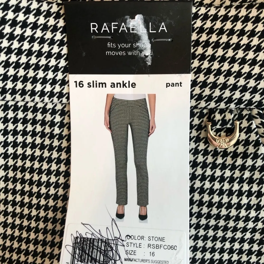 Rafaela Slim Ankle Pant Size 16X27 Houndstooth Pull On Stretch Business Trouser - Image 4