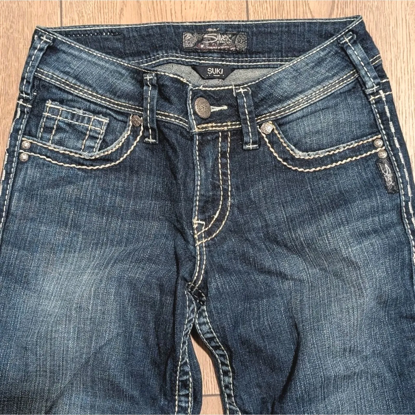 SILVER JEANS Suki Womens 25 x 30 Short Curvy Fit Bootcut Flare Boot Leg Faded‎ - Image 3