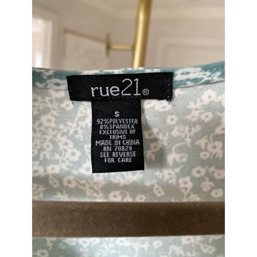 Rue21 Babydoll Mini Dress Ditsy Floral Sage Green Long Sleeve Cottagecore Y2K - Image 4