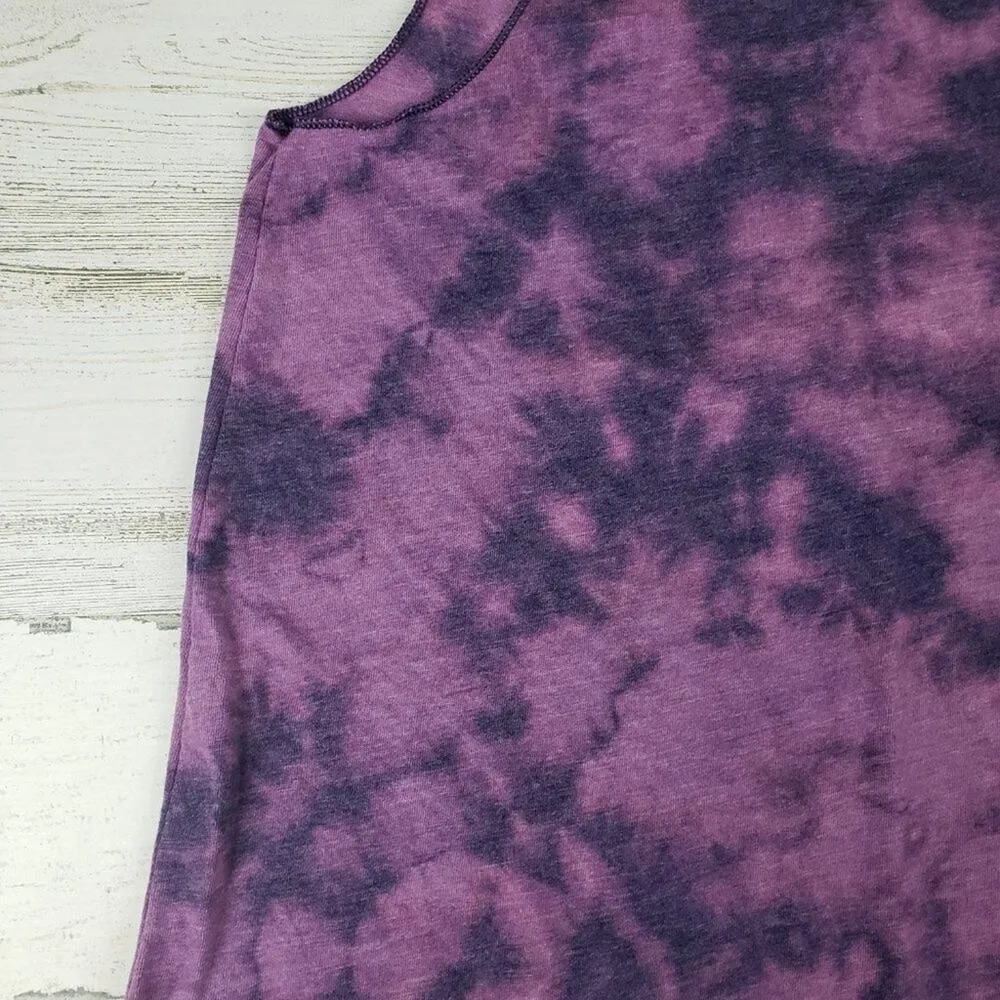 NWOT American Apparel 50/50 Custom Purple Bleach Tie Dye Crinkle Tank Top XS - Image 8