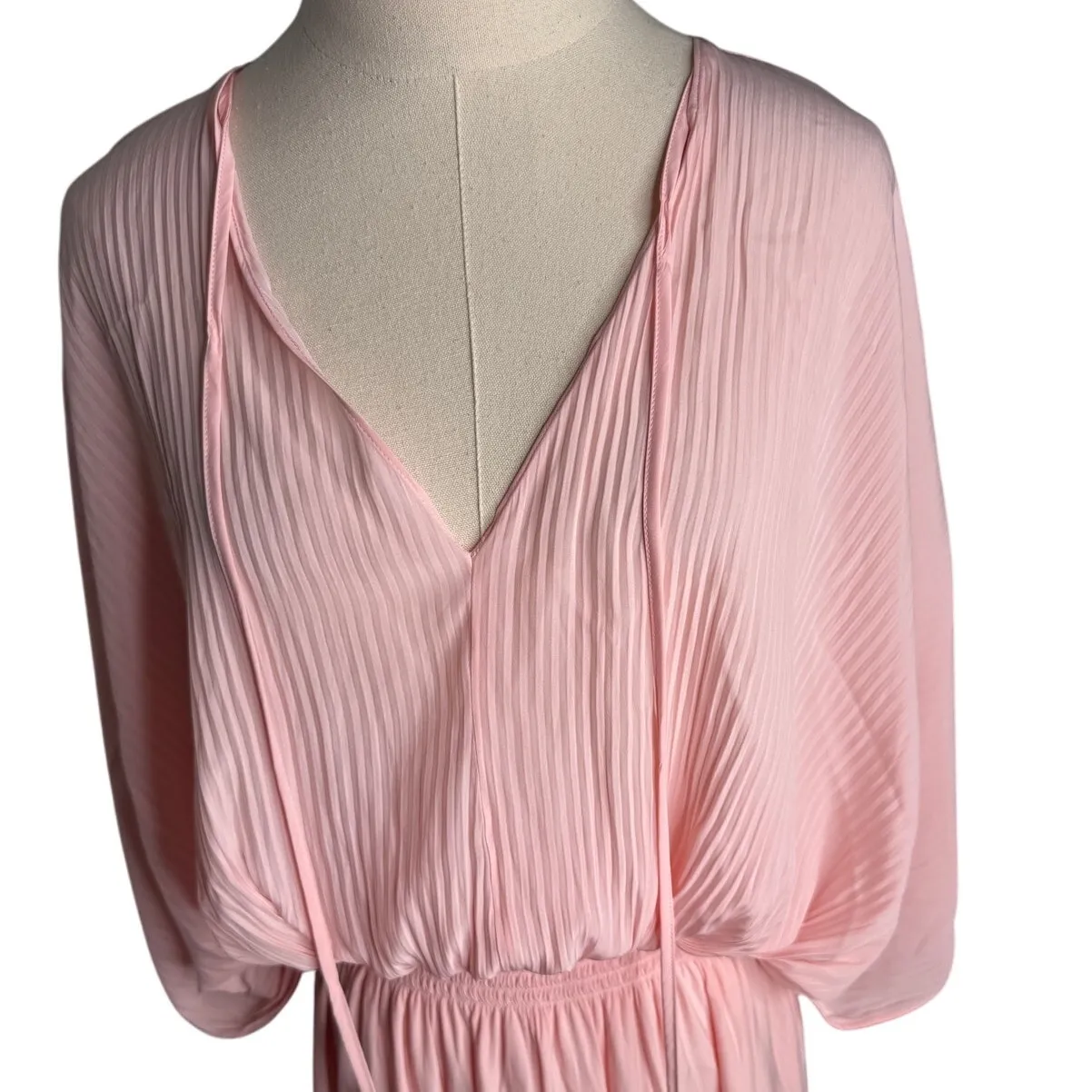 Ramy Brook Harmonie Dress Candy Pink Elegant Midi Pleated Batwing Sleeve size S - Image 5