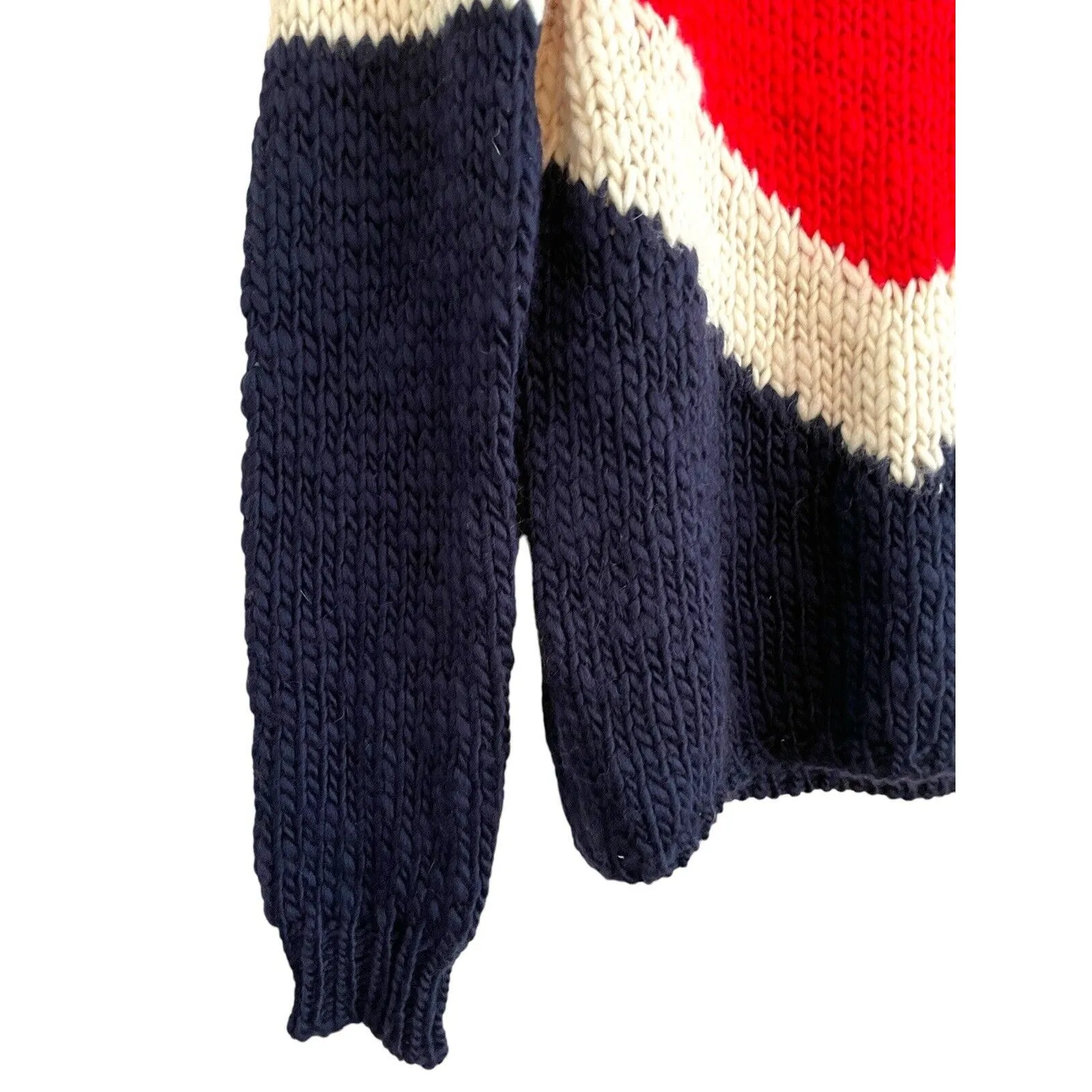 Faherty Apres Ski Intarsia Wool Sweater Women Size XS Colorblock Blue Red NWT - Image 7
