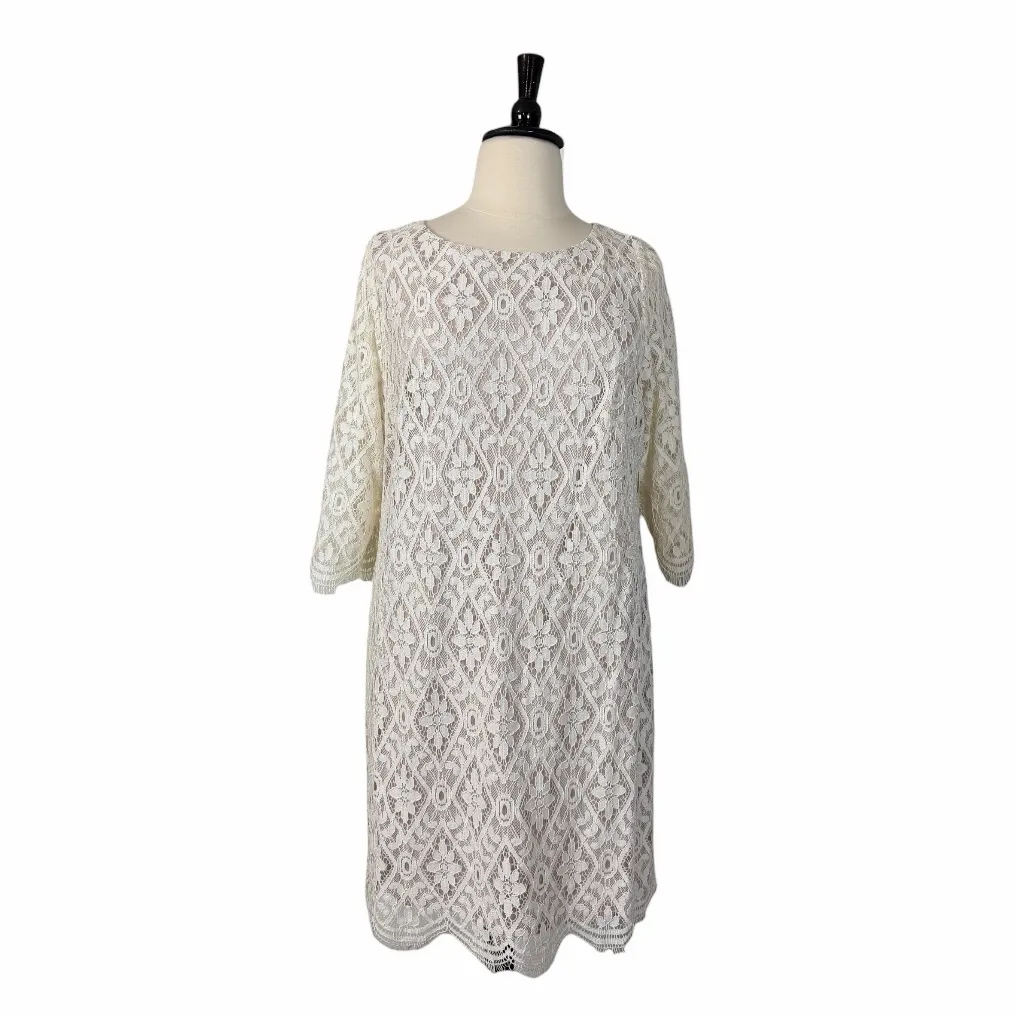 Eliza J New Cocktail Dress Ivory Cream Lace 3/4 Sleeve Shift Women’s Size 18W - Image 13