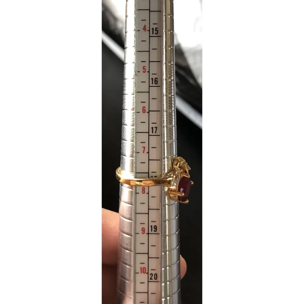 New 14K Yellow Gold plated Ruby CZ Ring size 7 1/2 - Image 3