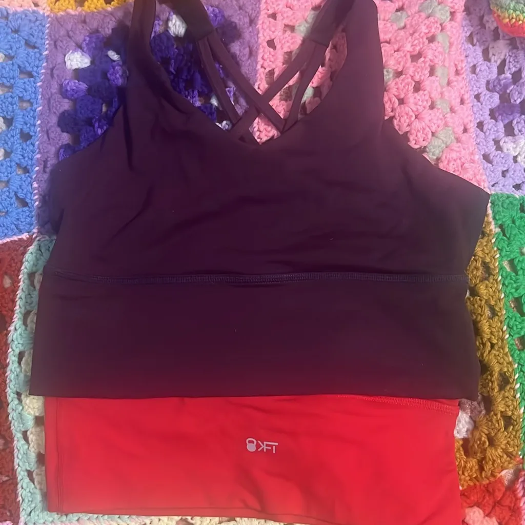 KFT Brands BUNDLE Goddess Bra RED and PURPLE Crossfit Brami Workout Cross Back M Size M - Image 3