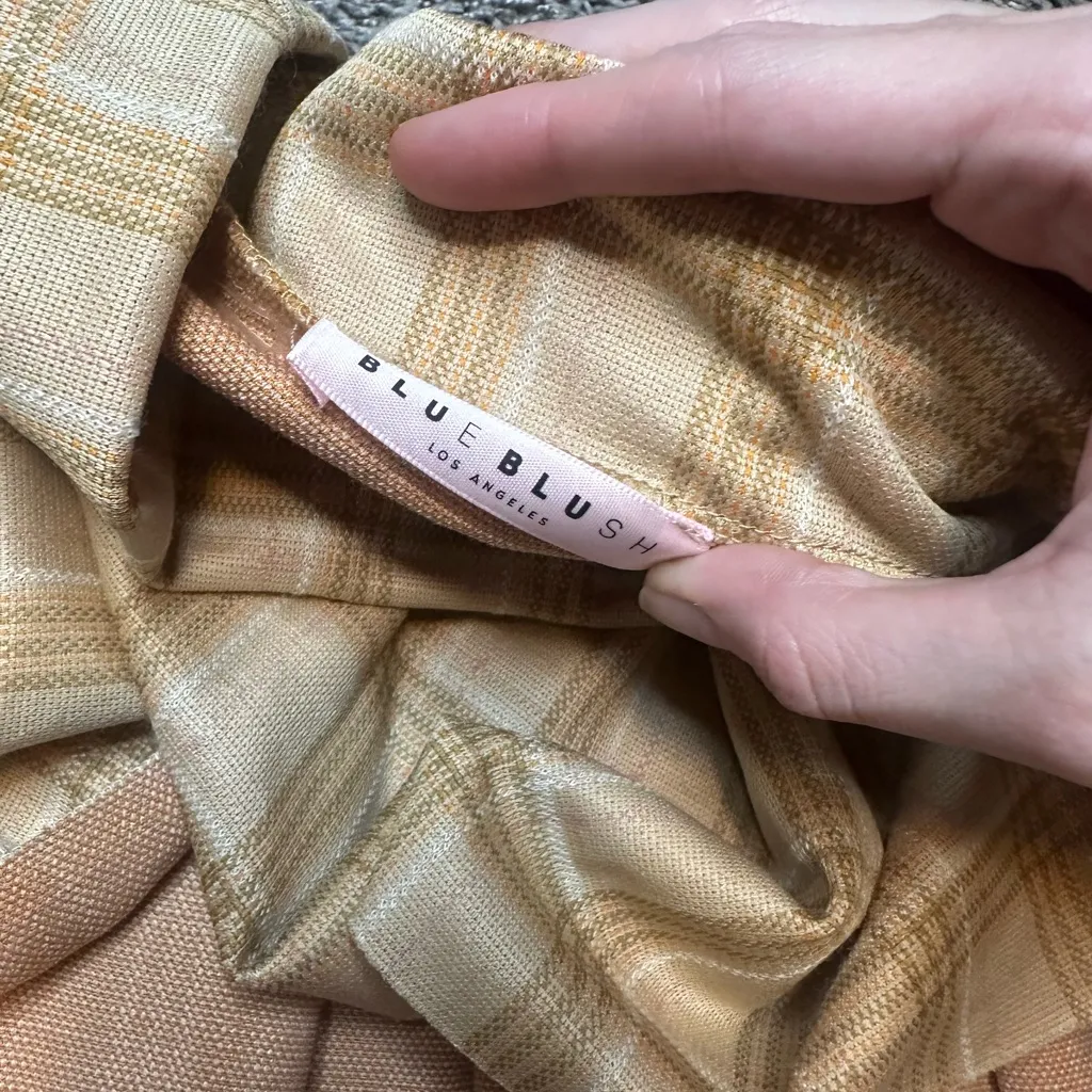 Blue Blush Yellow Plaid Mini Skirt - Image 4