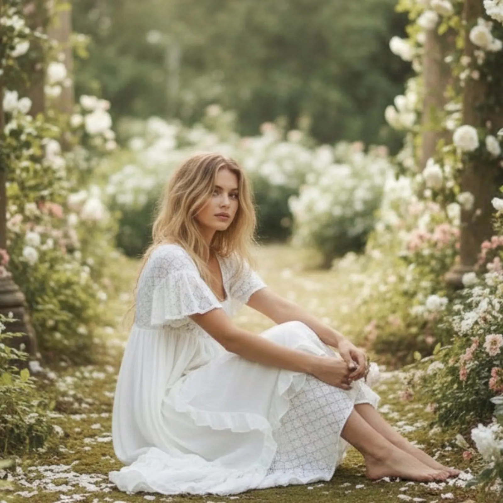 Free People Ethereal Bohemian Cottage Bring The Romance Maxi Dress White Small - Image 3