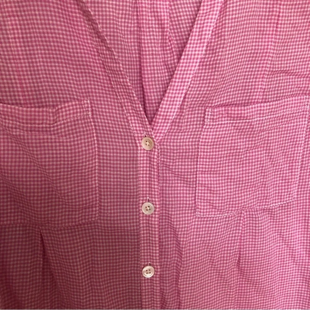 Joie Button Up Shirt Pink Gingham Plaid XS - Image 2
