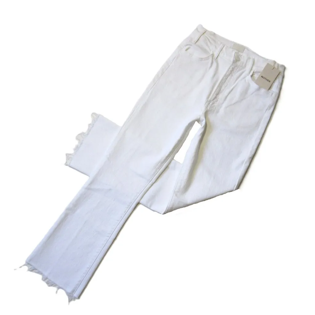 NWT Mother Hustler Ankle Fray in Fairest Of Them All White Stretch Crop Jeans 28 - Image 5