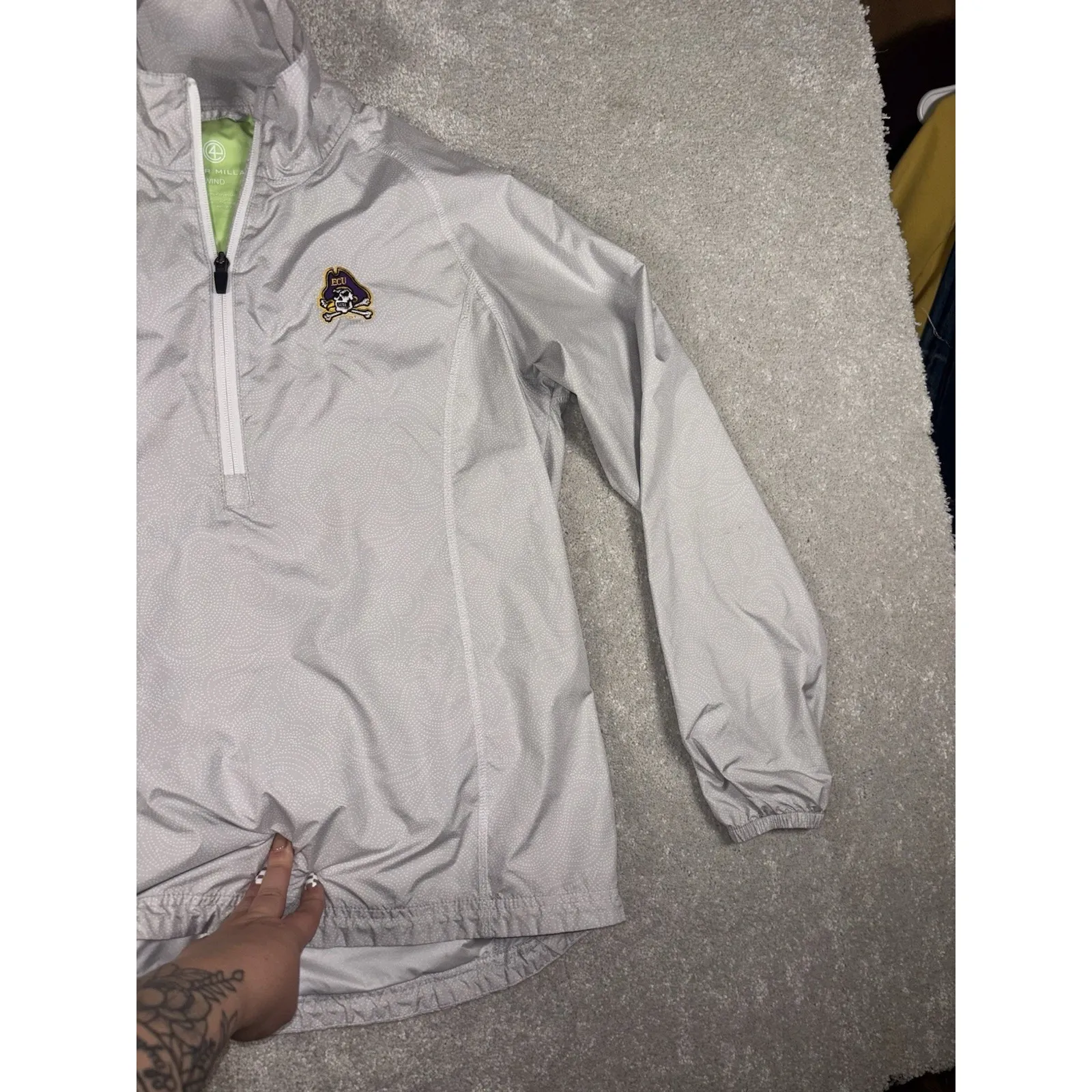 Women's Peter Millar Pullover 1/4 Zip wind Gray‎ Print ECU Eastern Carolina - Image 4