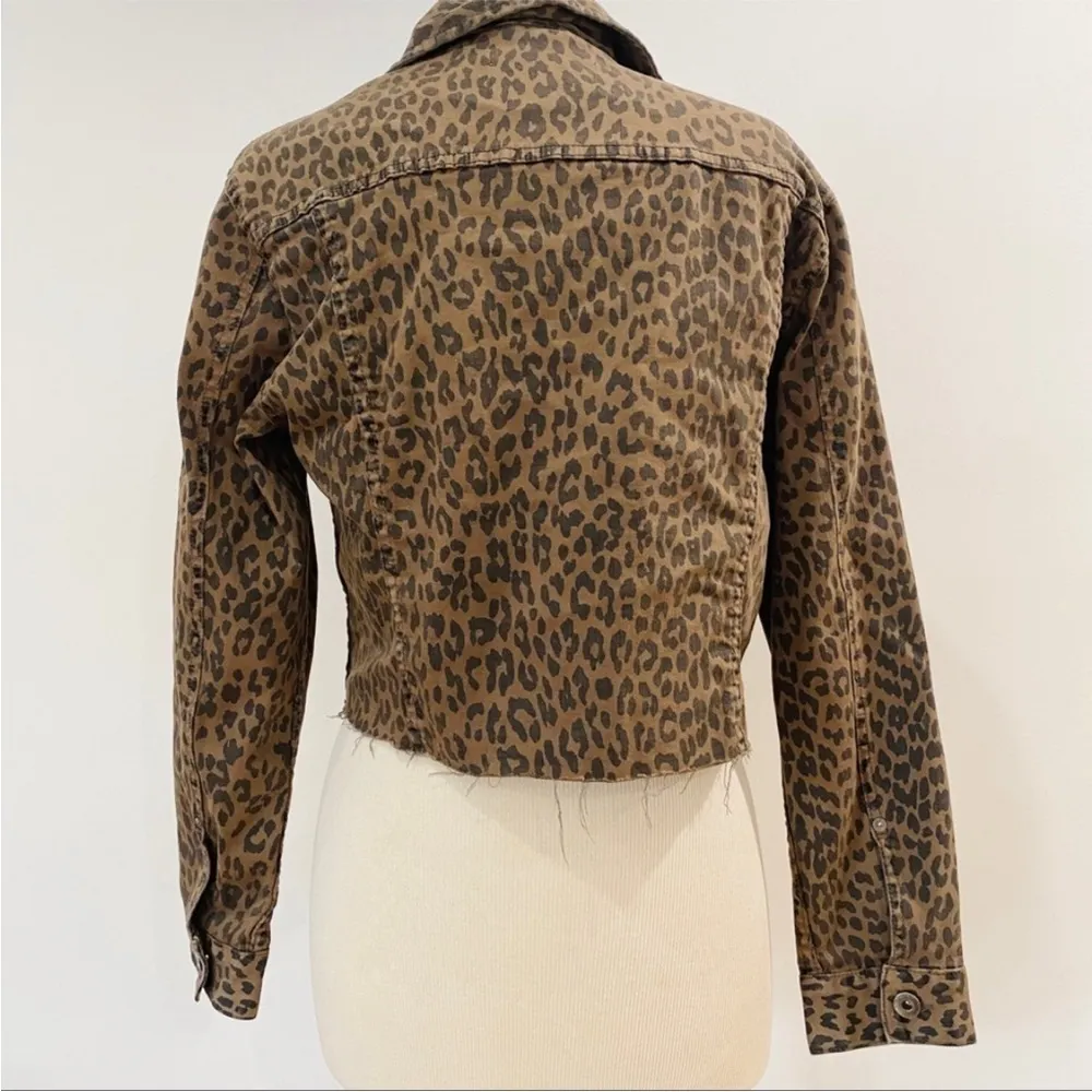 Pistola leopard print raw hem denim jacket - Image 5
