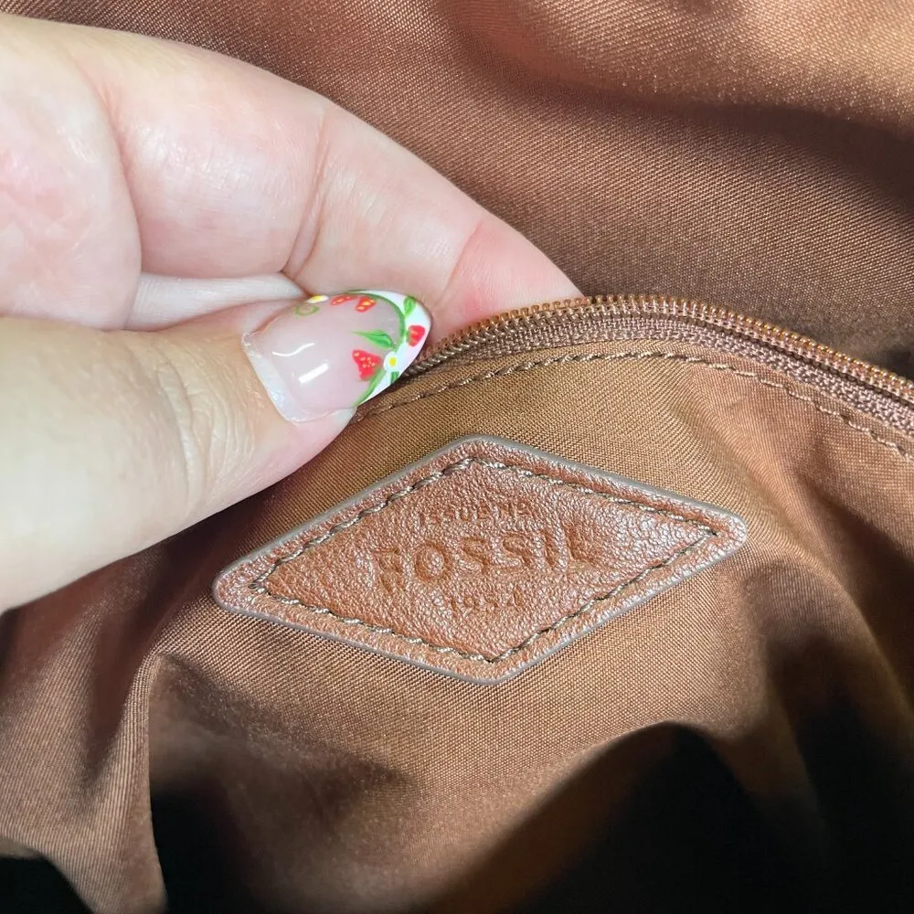 Fossil Maroon Purple Jenna Quilting Backpack Side Pockets Zip Pocket Adjustable - Image 6