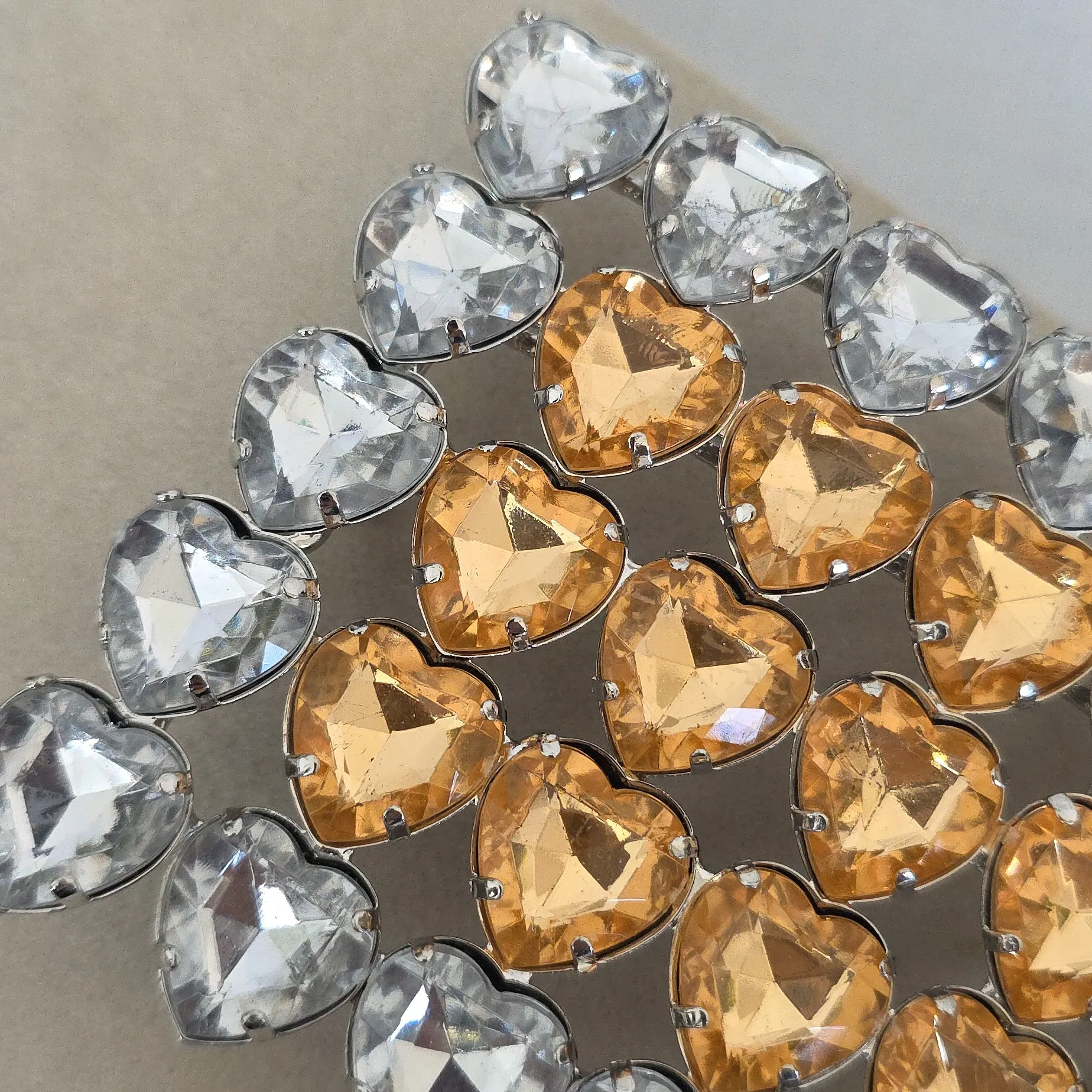 Statement Large Clear And Citrine Acrylic Heart Belt Buckle - Image 4