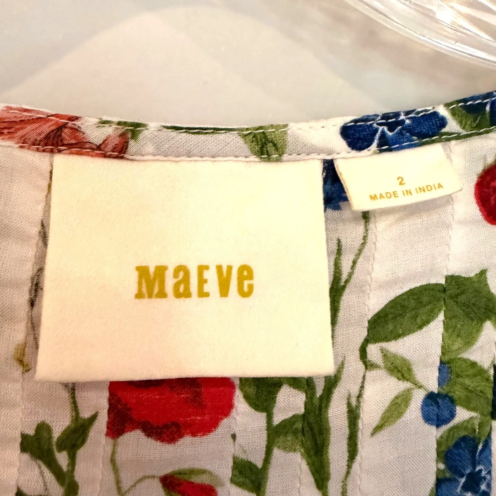 Maeve Maya Flutter Sleeve Floral Pintuck Blouse Women's 2 Cream Boho Dainty Y2K - Image 6