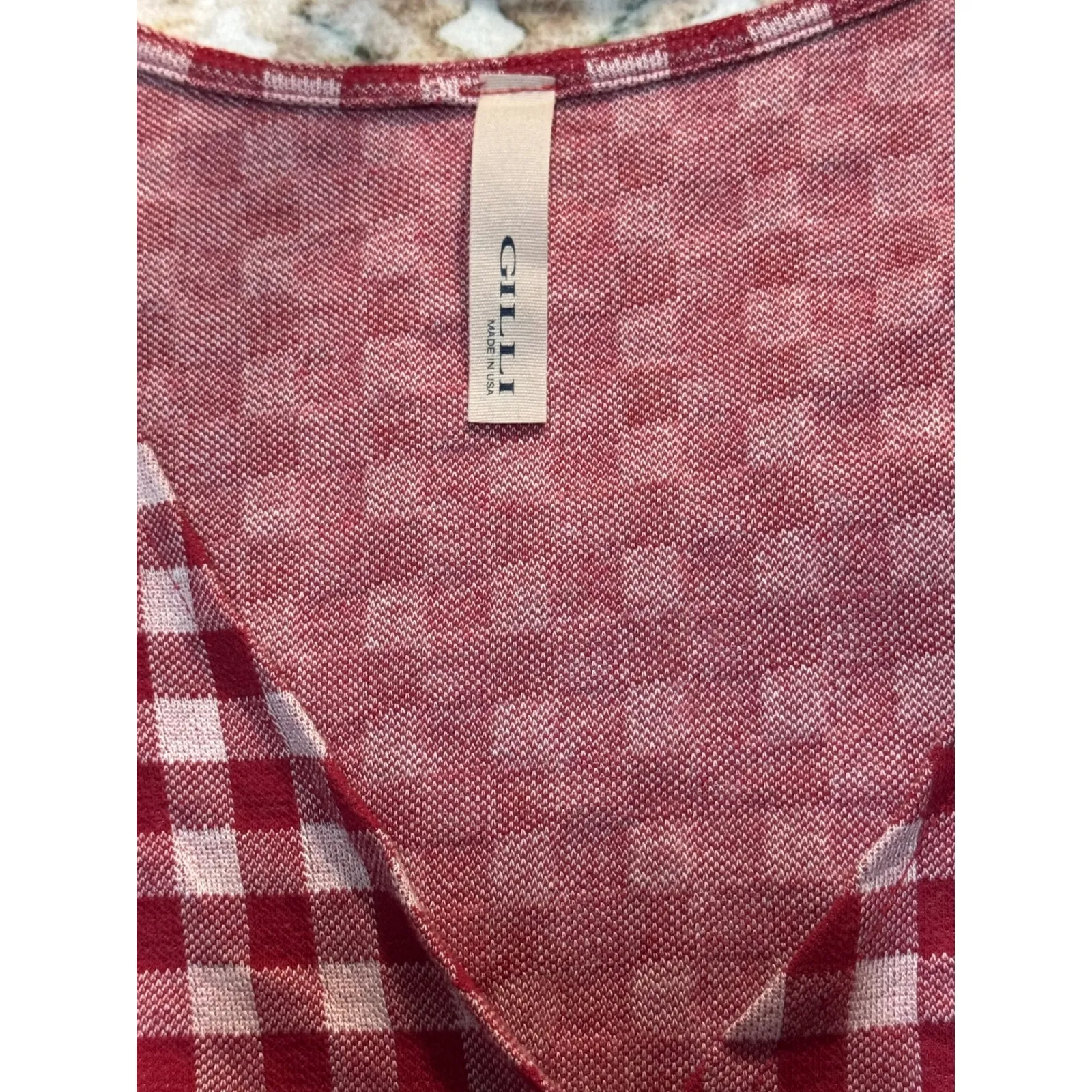 Gilli Red Gingham Wrap Tie Bell Sleeve Cropped Top Size L Boho Western Size L - Image 6