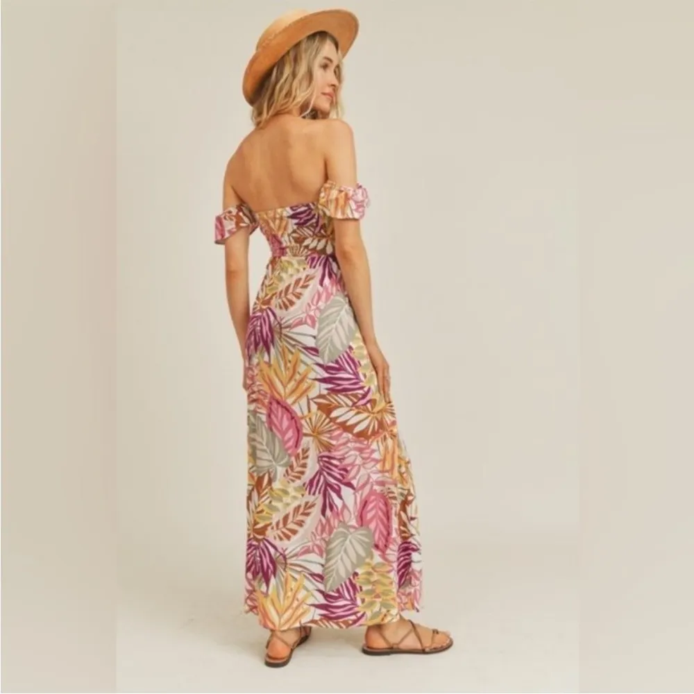 NWOT Lush Off Shoulder Floral Print Maxi Dress size small - Image 3