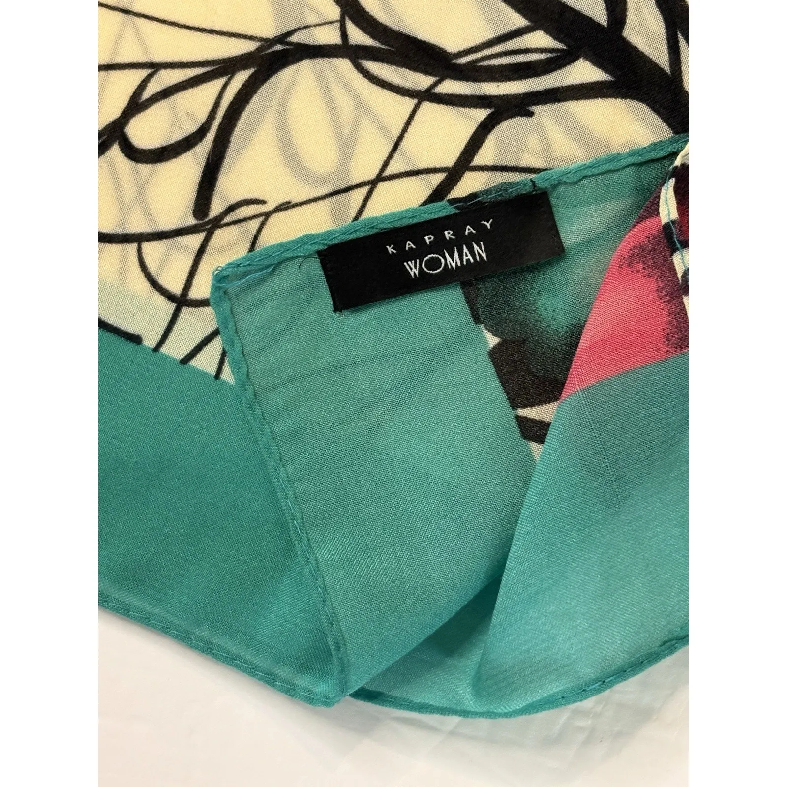 Kapray Woman Head‎ Wrap Scarf 68" X 23" LARGE Poppies Floral Washable Green - Image 4