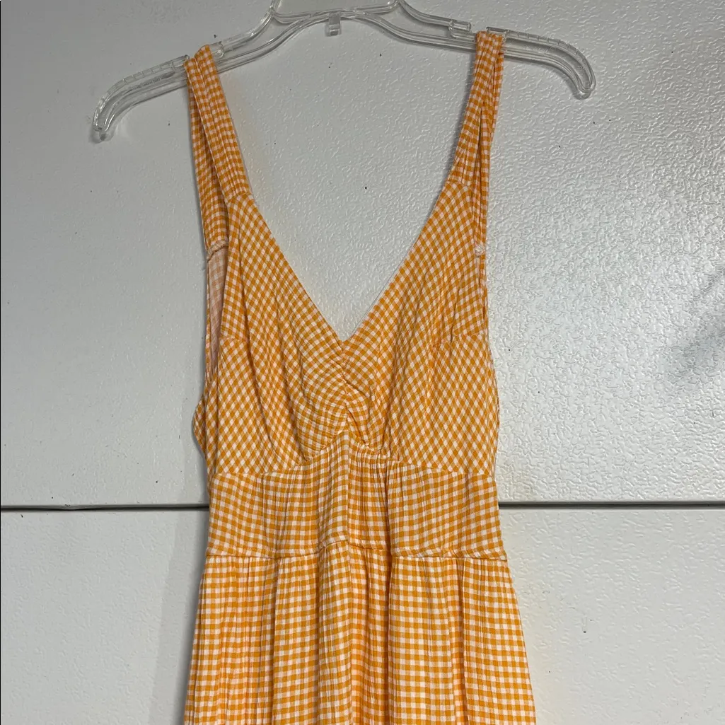 VICI  WOMENS ORANGE GINGHAM MAXI DRESS OPEN BACK MEDIUM - Image 2