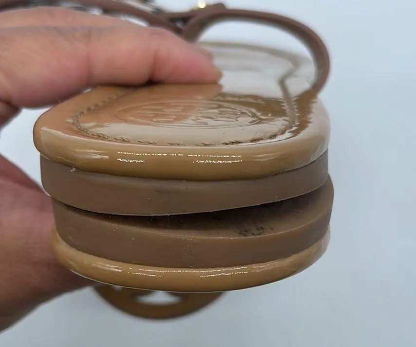 Tory Burch Beige patent leather flat Miller thong t strap sandals 10.5 - Image 6