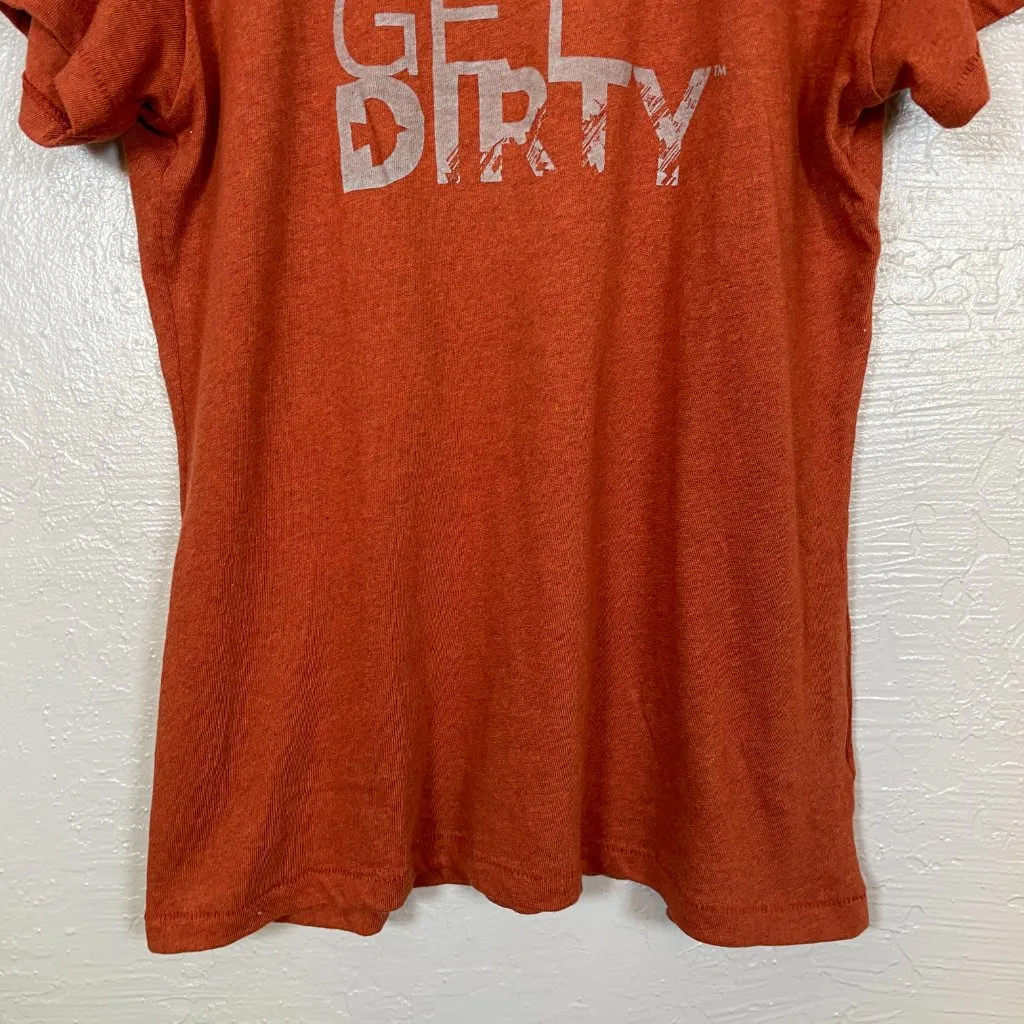 Dovetail Workwear Women L Orange Graphic Shirt Get Dirty Short Sleeve Stretch Size L - Image 2