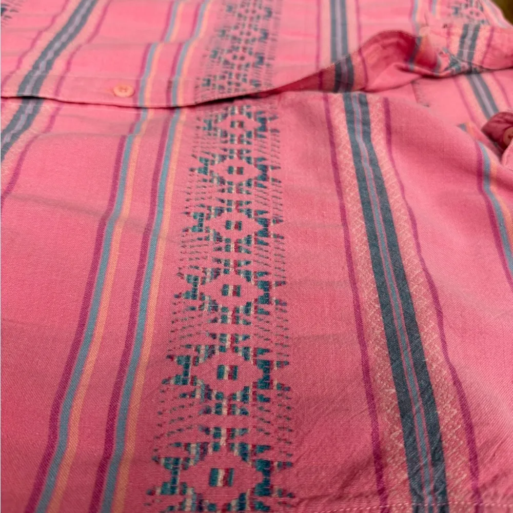Nuovo Vintage 90s Pink Southwestern Stripe Long Sleeve Button - Image 10