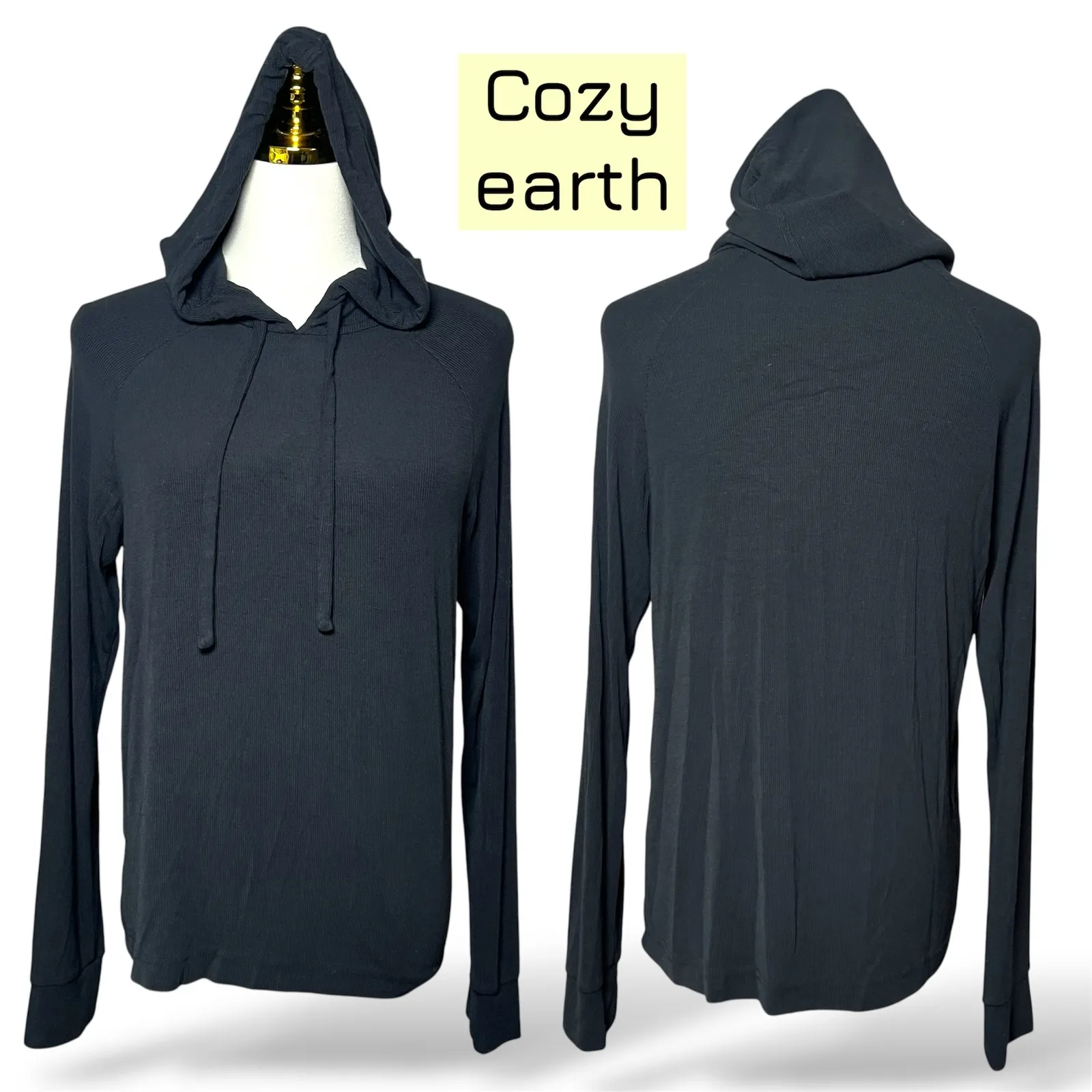 Cozy Earth Hoodie Long Sleeve Lightweight XS Black Pullover Athleisure Casual - Image 2