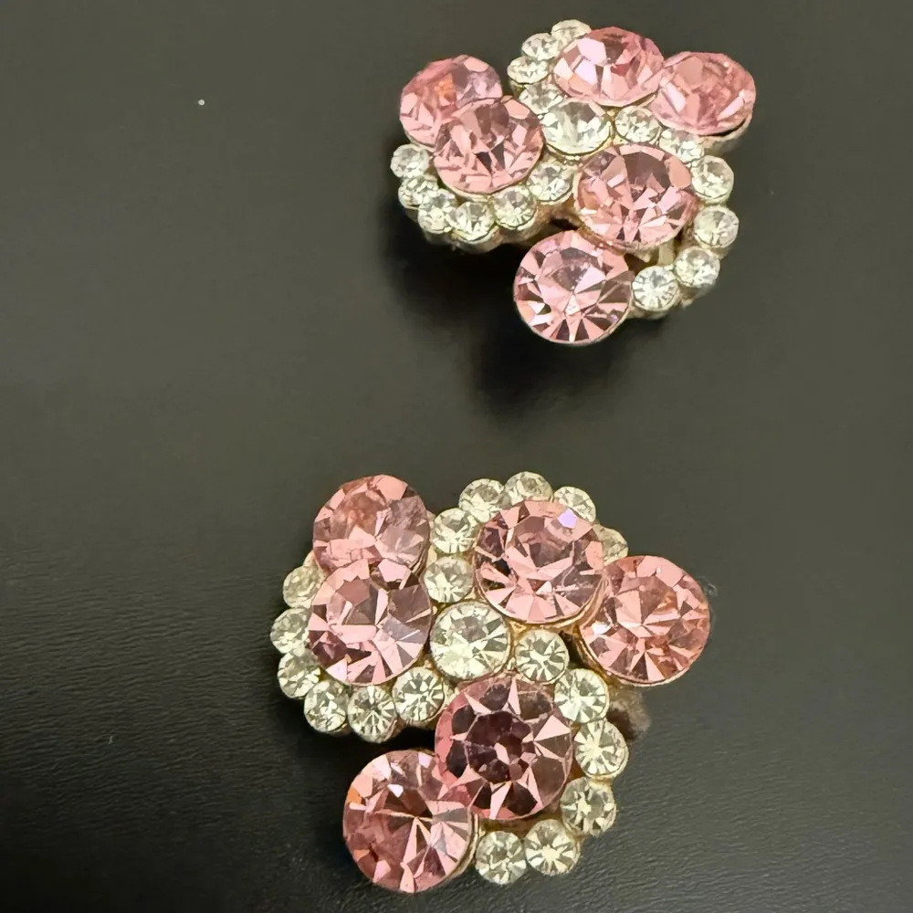 Vintage Unsigned Pink Rhinestones Silver - Image 6