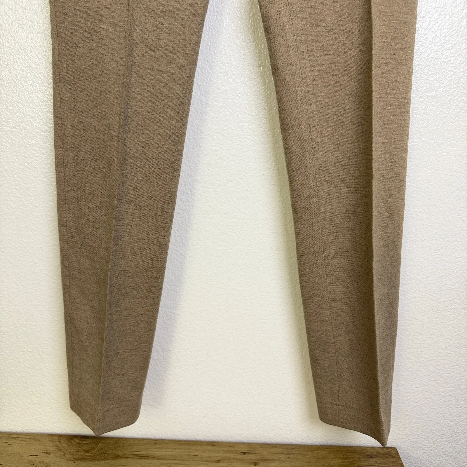 Akris Punto Pants Womens 8 Tan Pull On Ankle Stretch Pleat Tapered Career 28.5" - Image 5