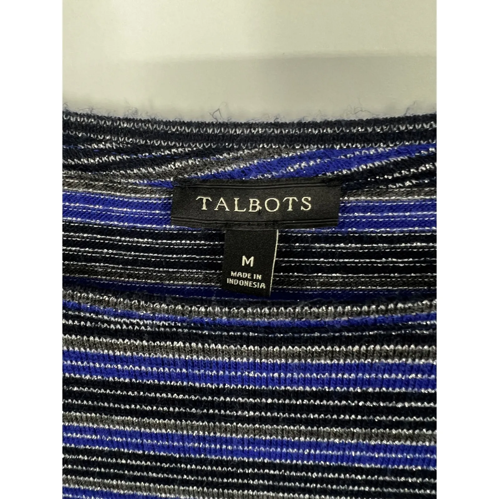 Talbots‎ Womens Pinstripe Pullover Sweater Stretch Long Sleeve Blue Black Size M - Image 2