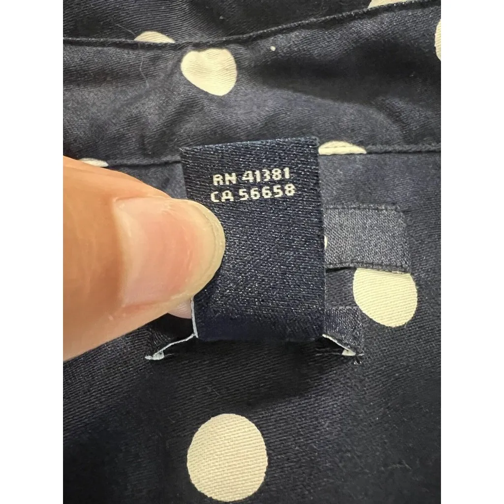 Chaps Women‎ Polka Dot Long Sleeve Button-Up Shirt Blue Size 2X No Iron Career - Image 14