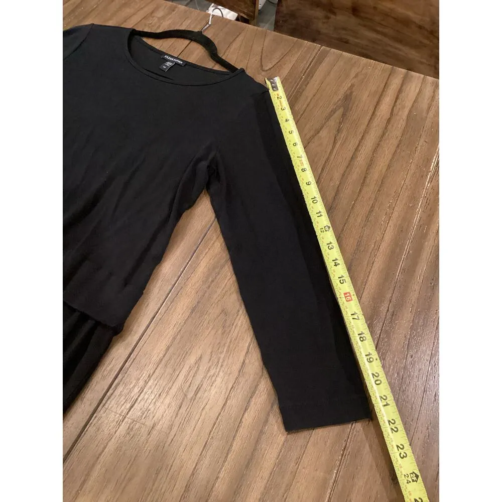 Eileen Fisher Overlay Long Sleeve Knee length sheath Dress Black 3/4 Sleeves S - Image 5