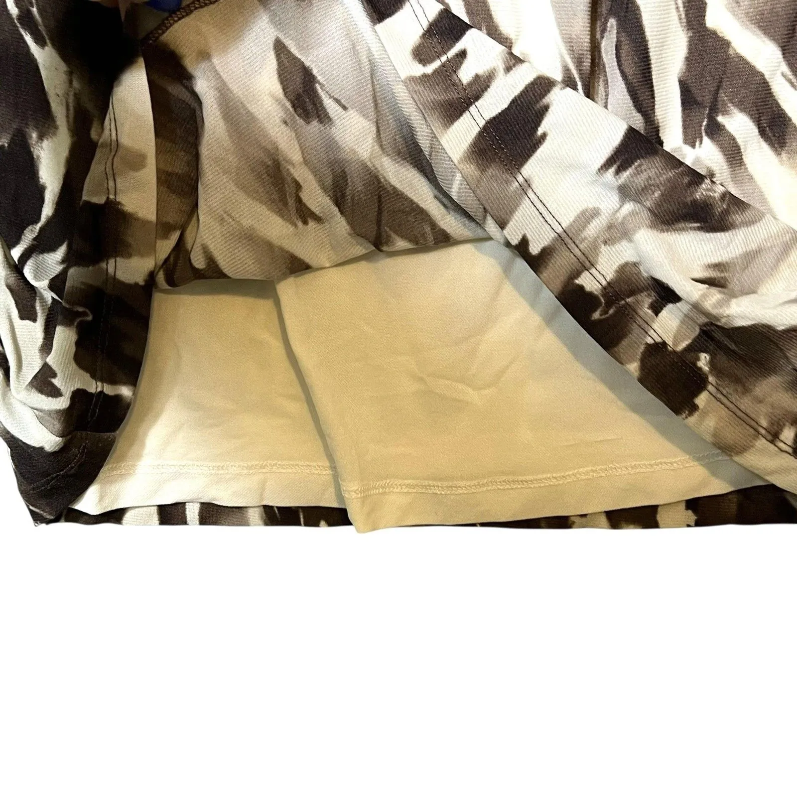 Chico's Shirt Womens 0 Brown Black Ivory Abstract Print Tank Top Pleated Neck - Image 7