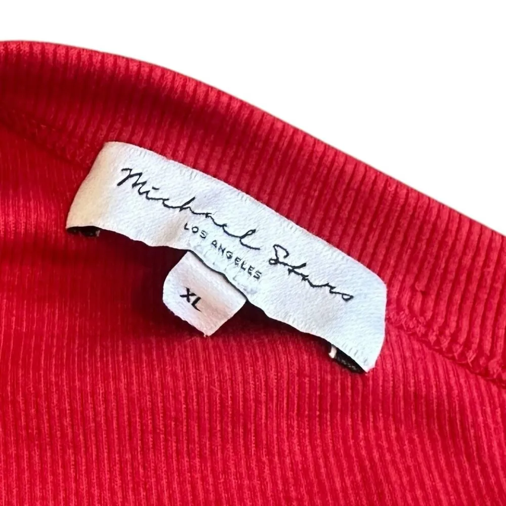 Michael Stars Evereve One Shoulder Stretch Dress Red Ribbed Ruching Size XL - Image 13