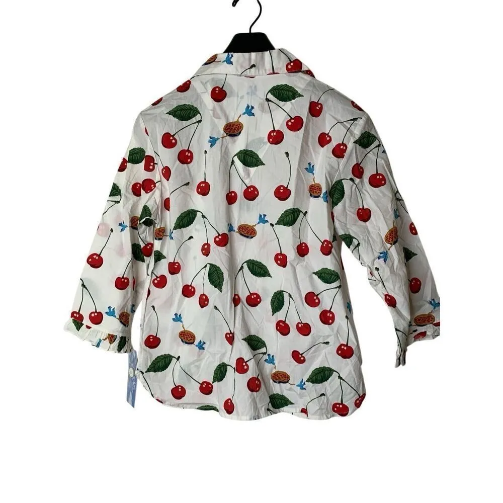 Vintage Nick and Nora Sleepwear pajama set cherries women's size small NEW - Image 2